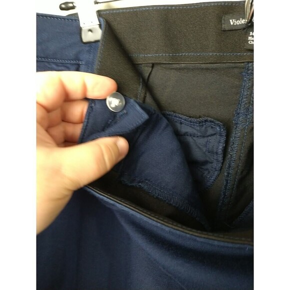 Violets And Roses Navy Straight Zip Button Elastic Waist Pants. Size 14W - Picture 7 of 13